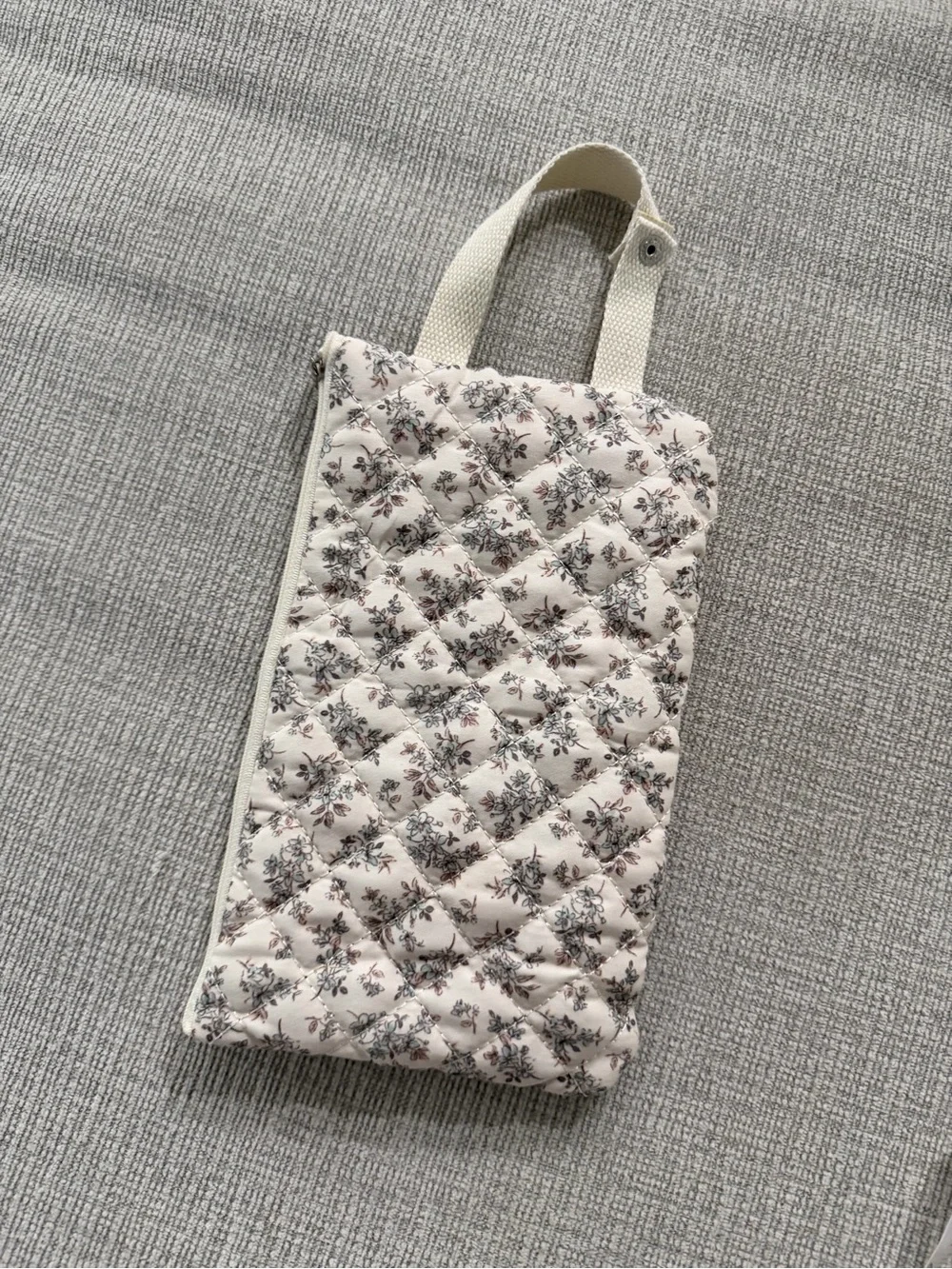 Quilted Floral wipe and diaper Bag in Cream
